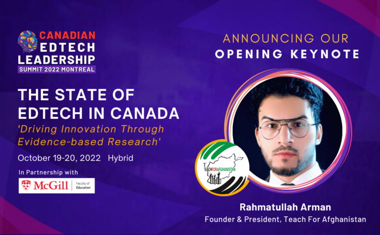  Announcing our Opening Keynote Rahmatullah Arman, Founder & President, Teach for Afghanistan